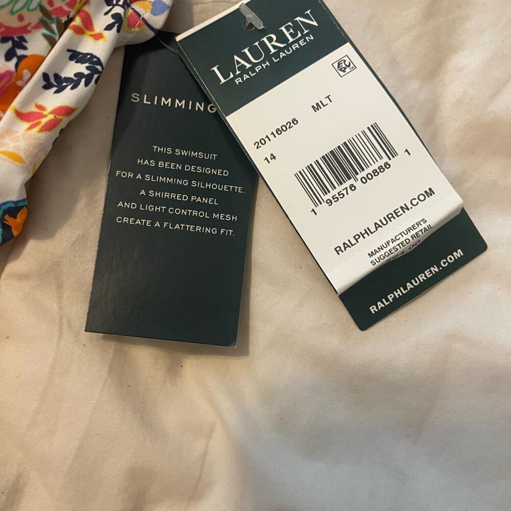 NWT Lauren Ralph Lauren Paisley Tanking Top Size‎ 14 slimming shirred - Picture 4 of 4